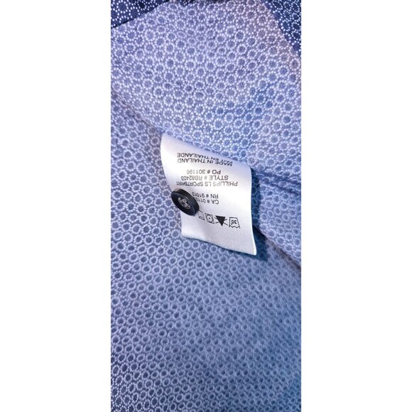 Robert Barakett Mens Long Sleeve Button-Down Shirt Size M Blue Microprint 100% C - Picture 4 of 9